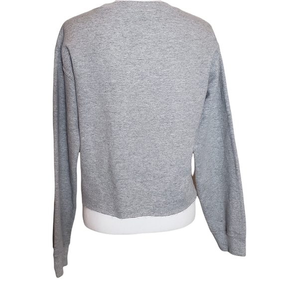 Disney Mickey Minnie Mouse Gray Fleece Cropped Sweatshirt Sz S Crewneck Sweater - Picture 5 of 8